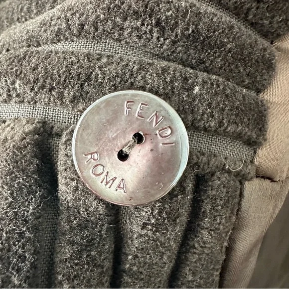 VINTAGE Fendi Brown Striped Fur Trim Jacket Coat SZ US 6 - Picture 6 of 13